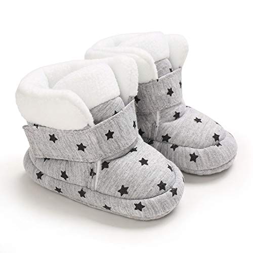 Baby Winterstiefel Jungen Winter Babyschuhe Mädchen, Krabbelschuhe Baby Warm Halten Lauflernschuhe Winter Winddicht wasserdicht Schneestiefel Weiche Sohlen Krippe Schuhe Stiefel (grau,6-12 Monate) von Lavender1