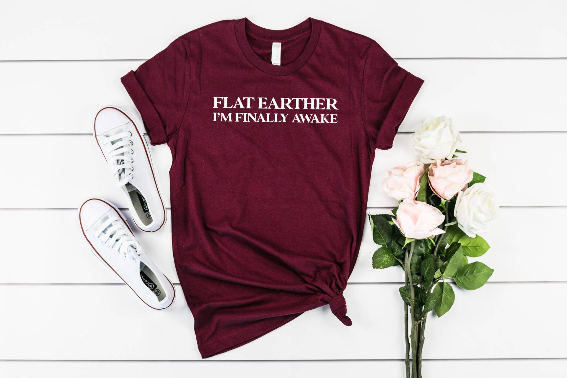 Flat Earther I'm Finally Awake T-Shirt Tshirt Consspiration Shirt Read Your Bible Firmament The Dome von LavenderBluesMarket