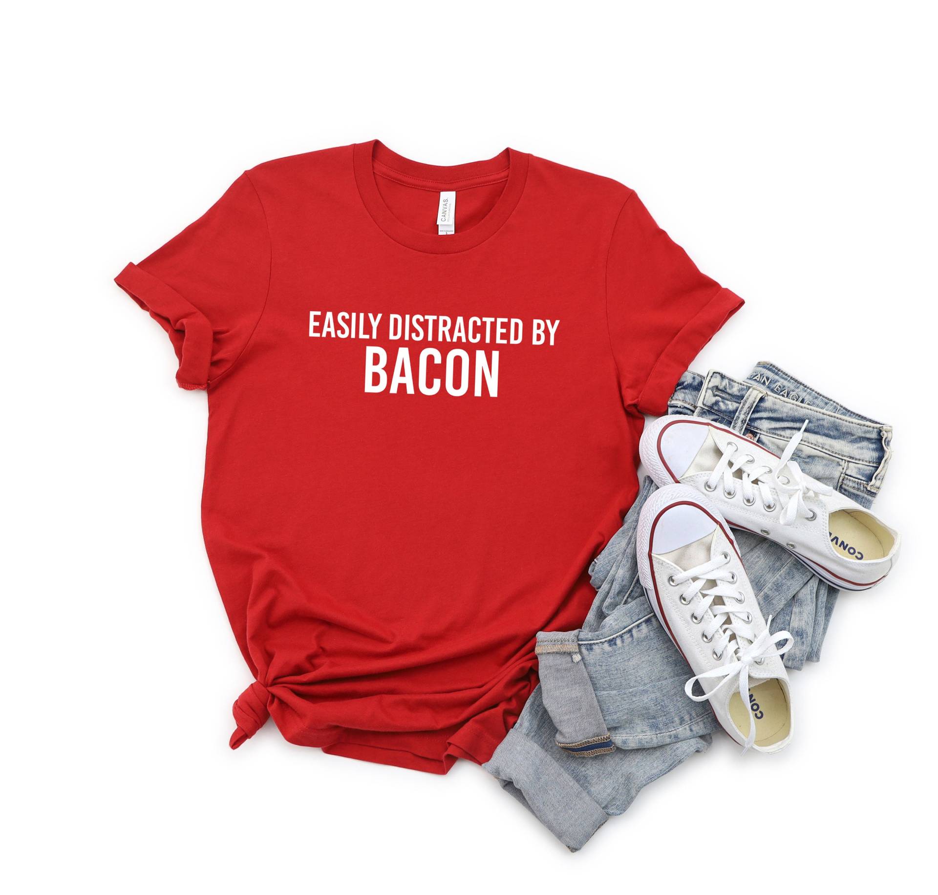 Leicht Abgelenkt Durch Bacon Shirt | Lustiges Lover Geschenk Fleischfresser Fleischliebhaber Foodie T-Shirt Herren Speck Meme von LavenderBluesMarket