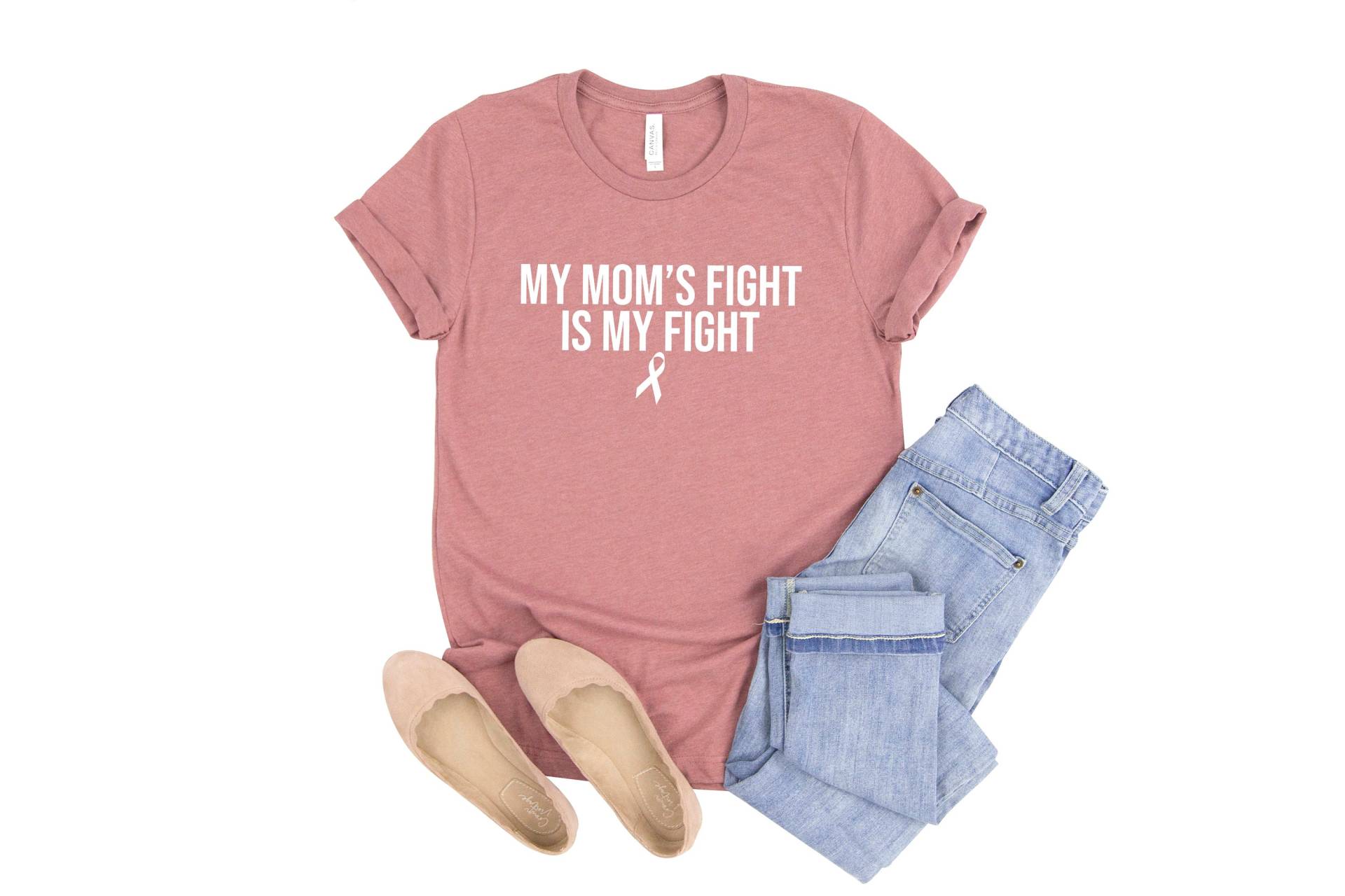 My Mom Es Fight Is Shirt, Brustkrebs Tochter Sohn Krebs Mom, Familie Support Shirt von LavenderBluesMarket