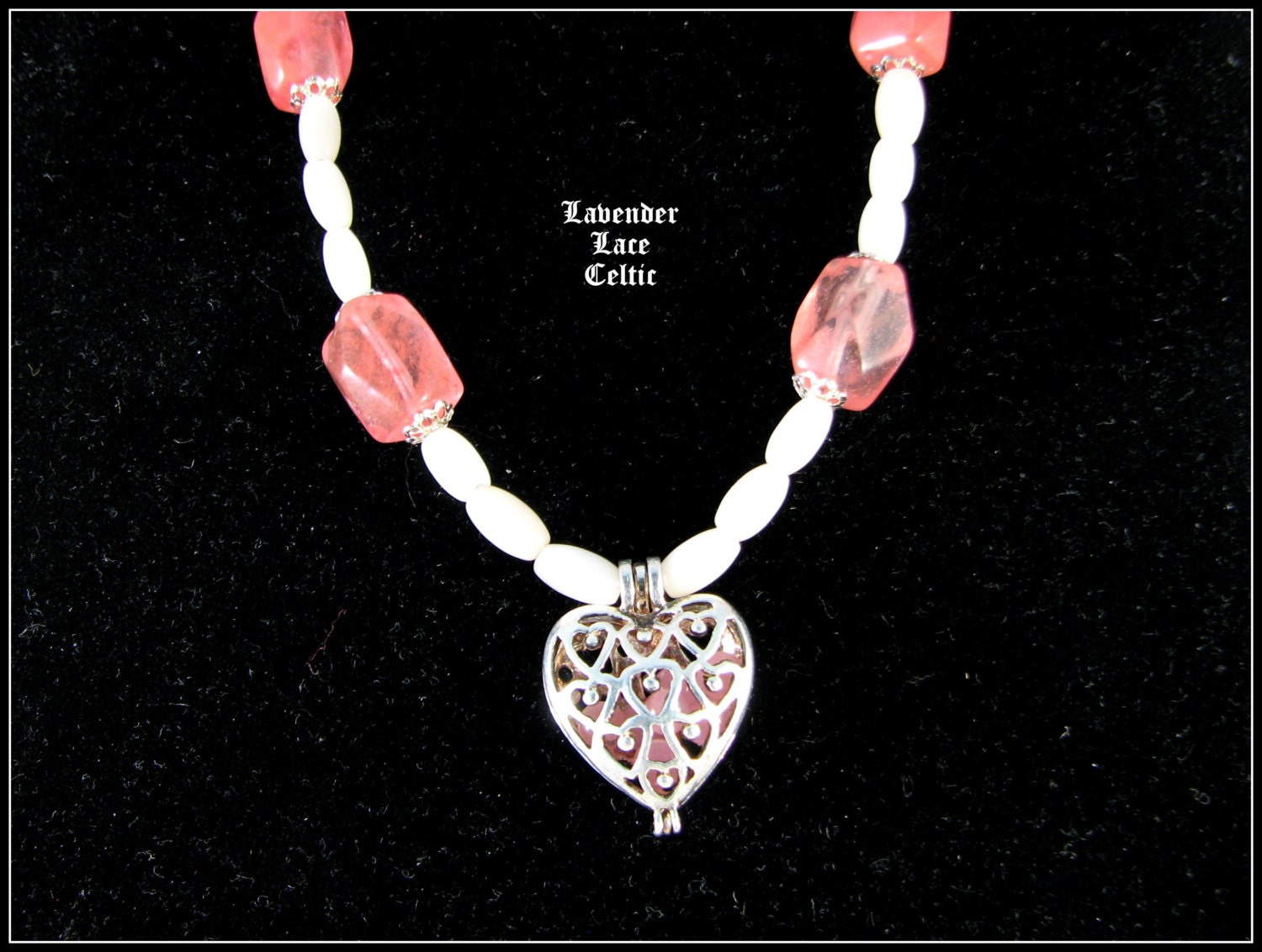 Rosenquarz Und Sterling Silber Herz Halskette Ohrringe Geschenk von LavenderLaceCeltic
