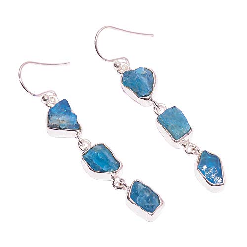 RSE1728 Ohrringe aus 925er Sterlingsilber, natürlicher roher Neon-Apa-Edelstein, Modeschmuck für Damen, Stein, Apa von Lavie Jewelz