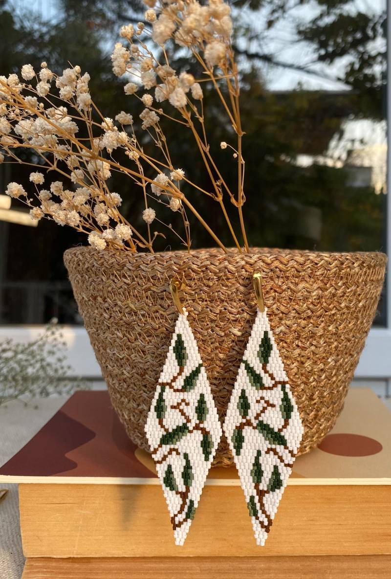 Miyuki Blatt Ohrringe, Baumeln Handgewebte Ohrringe von LaviniaMiyukiStore