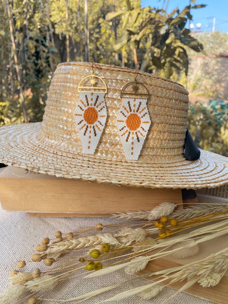 Sonnen Ohrringe, Boho Perlen Sonnenperlen Schmuck Sonnen Ohrringe, Boho Perlen Sonnenperlen Schmuck von LaviniaMiyukiStore