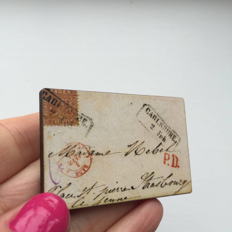 Anstecknadel/Alter Brief Aus Holz, Handarbeit von LaviniasTeaParty