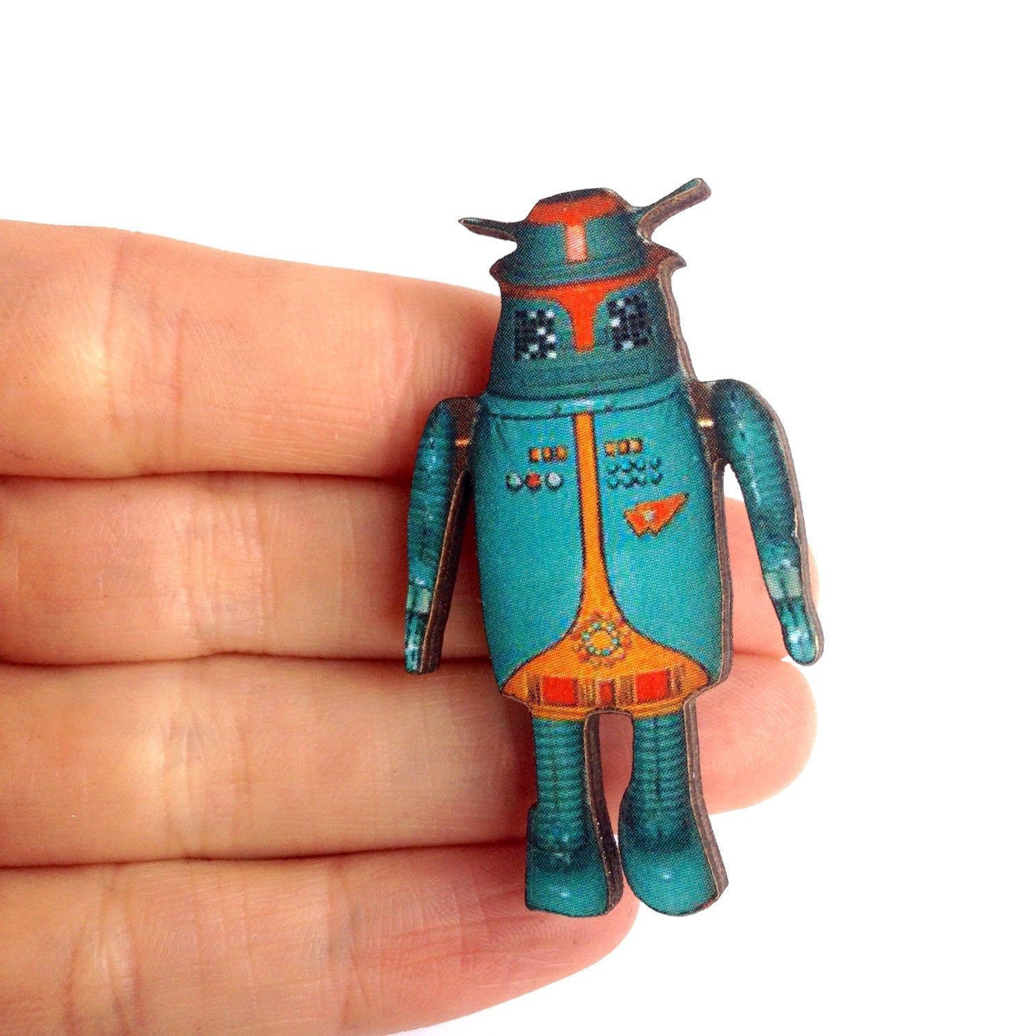 Blau Und Orange Roboter Vintage Spielzeug Holz Brosche Geschenk Laser Cut Für Jungen Geburtstagsfeiern Kinder Party Abzeichen Blau Und Orange Roboter Vintage Spielzeug Holz Brosche Geschenk Laser Cut Für Jungen Geburtstagsfeiern Kinder Party Abzeichen von LaviniasTeaParty