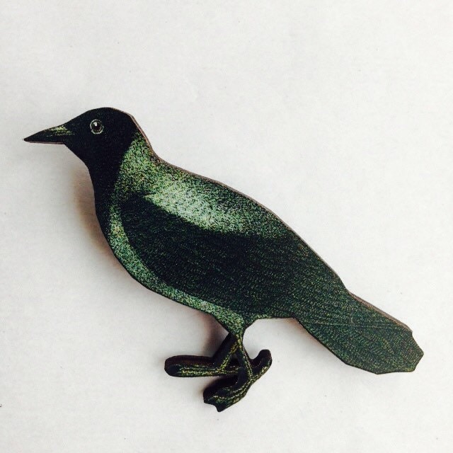 Krähe Schwarzer Vogel Turm Rabe Halloween Holz Brosche Pin Vögel Wald Geschenk Wächter Wildlife Natur Geburtstag Für Sie Kleines von LaviniasTeaParty