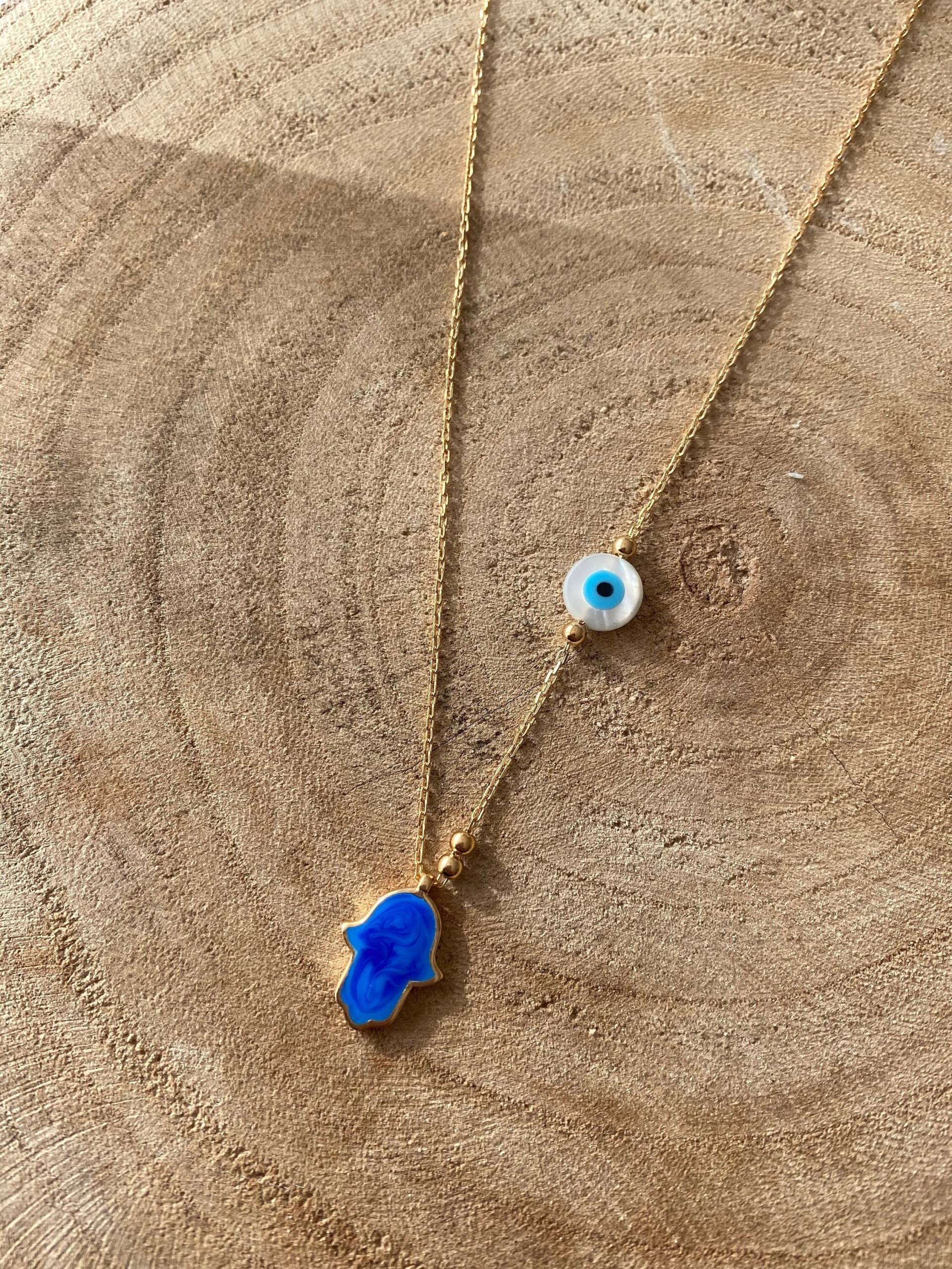 Halskette "Blue Fatima" Fatimashand 925 Sterlingsilber Halskette "Blue Fatima" Fatimashand 925 Sterlingsilber von LavinyaJewelry