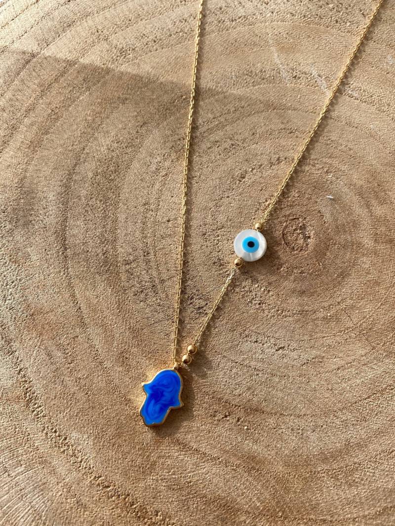 Halskette "Blue Fatima" Fatimashand 925 Sterlingsilber Halskette "Blue Fatima" Fatimashand 925 Sterlingsilber von LavinyaJewelry