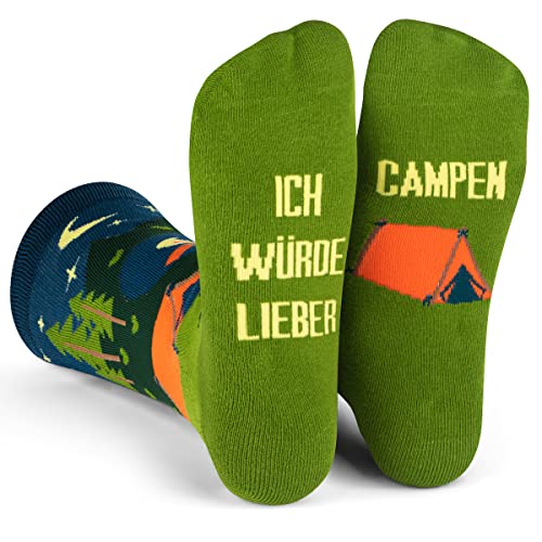 Ich Würde Lieber Ein Lustiges Socken Geschenke für Männer und Frauen - Campen/Grün von Lavley