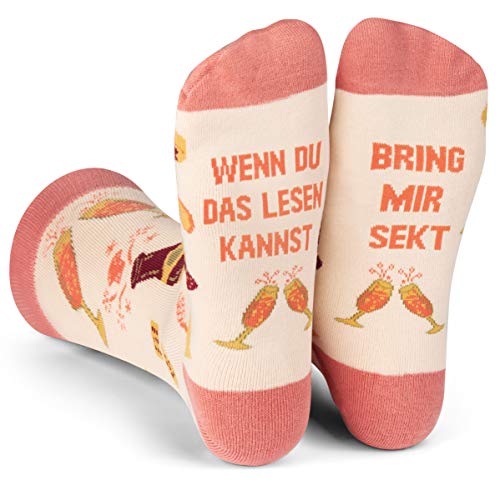 Lavley Wenn Du Das Lesen Kannst Bring Mir Lustig Socken für Frauen und Männer (Sekt) von Lavley