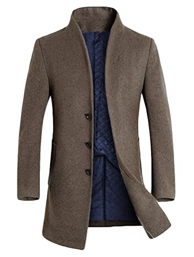 Lavnis Herren Trenchcoat Lang Wollmischung Overcoat Slim Fit Down Topcoat Herren-Mäntel - Large von Lavnis