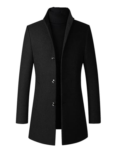 Lavnis Herren Winter Trenchcoat Wollmischung Erbsenmantel Slim Fit Einreiher Topcoat Business Dowm Jacke, Schwarz Dünn, L Lavnis Herren Winter Trenchcoat Wollmischung Erbsenmantel Slim Fit Einreiher Topcoat Business Dowm Jacke, Schwarz Dünn, L von Lavnis