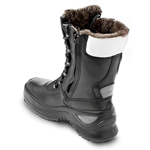 Lavoro Winterstiefel NORDMEER, Herren, Schwarz, EN ISO 20345, Größe 42 EU, Medium, Winter, Klassisch, Schnee, Blockabsatz, Leder, Pelzfutter, Lässig, Boot, Arbeitsschuh, Stiefel von Lavoro