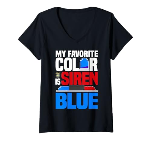 Damen Police Officer My Favorite Color is Sirene Blue T-Shirt mit V-Ausschnitt Damen Police Officer My Favorite Color is Sirene Blue T-Shirt mit V-Ausschnitt von Law Enforcement Police Officer