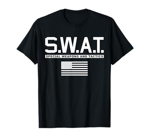 Law and Order Enforcement SWAT Special Weapons and Tactics Police S.W.A.T. T-Shirt für Herren in Schwarz, Klassische Passform, Kurzarm, Small, Einfarbig, Pullover, 1 Count von Law and Order Enforcement