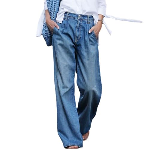Lawawa Baggy Jeans Damen Weitem Bein Klassische Jeans Vintage Straight Hose Taille Hosen Lange Denim Jeanshose Freizeithose Boyfriend Jeans von Lawawa