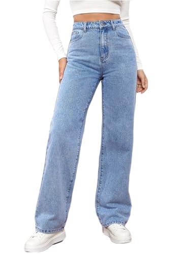 Lawawa Damen Baggy Denim Hosen Y2K Cargo Jeans Vintage Hose Taille Farbe Gerade Hosen Lange Denim Jeans Hose Casual Lose Damenhose Freizeithose Boyfriend Jeans von Lawawa