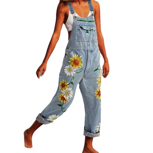 Lawawa Damen Jeanslatzhose Latzhose Retro Jeanshose Denim Jumpsuit Slim Jeanslatzhose Overall Jumpsuit Playsuit Jeans Hosenanzug Lang Trägerhose von Lawawa