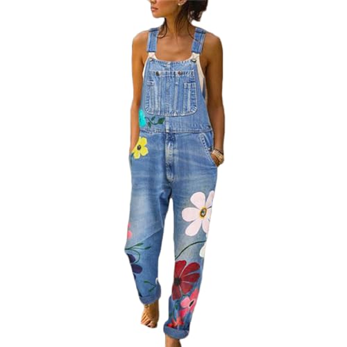 Lawawa Damen Jeanslatzhose Latzhose Retro Jeanshose Denim Jumpsuit Slim Jeanslatzhose Overall Jumpsuit Playsuit Jeans Hosenanzug Lang Trägerhose von Lawawa