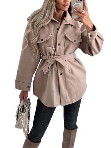 Lawawa Damen Mantel Lang Wintermantel Warme Kapuze Zweireihige Revers Winterjacke Trenchcoat Outwear mit Kapuze Übergangsmantel Winter Elegant Outdoorjacke von Lawawa