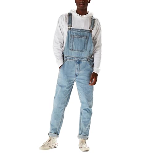 Lawawa Herren Denim Latzhose Jeans Overalls Retro Jumpsuit Loose Hosenanzug Jeanslatzhose Cargo Jeans Hosenanzug von Lawawa