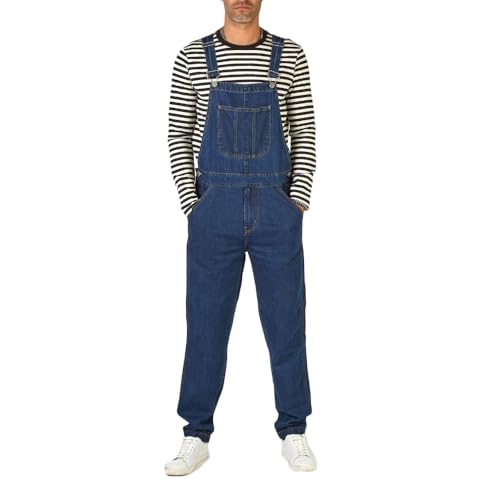 Lawawa Herren Denim Latzhose Jeans Overalls Retro Jumpsuit Loose Hosenanzug Jeanslatzhose Cargo Jeans Hosenanzug von Lawawa