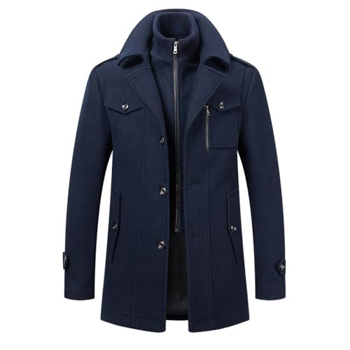 Lawawa Herren Wintermantel Business Wollmantel Mode Kurzmantel Wintermantel Stehkragen Peacoat und Warmer Integrierter Innenjacke Trenchcoat Jacke für Business Freizeit von Lawawa