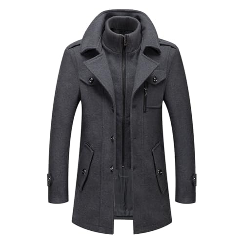 Lawawa Herren Wintermantel Business Wollmantel Mode Kurzmantel Wintermantel Stehkragen Peacoat und Warmer Integrierter Innenjacke Trenchcoat Jacke für Business Freizeit von Lawawa