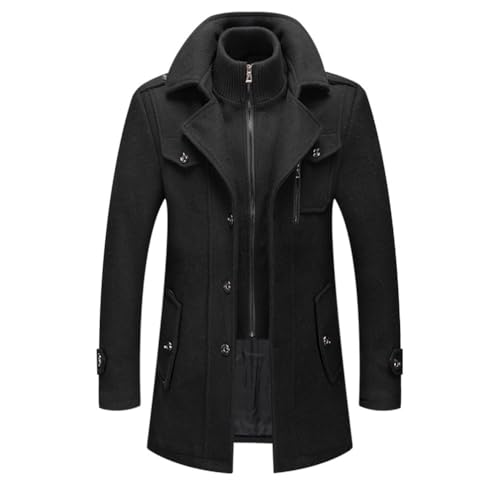 Lawawa Herren Wintermantel Business Wollmantel Mode Kurzmantel Wintermantel Stehkragen Peacoat und Warmer Integrierter Innenjacke Trenchcoat Jacke für Business Freizeit von Lawawa