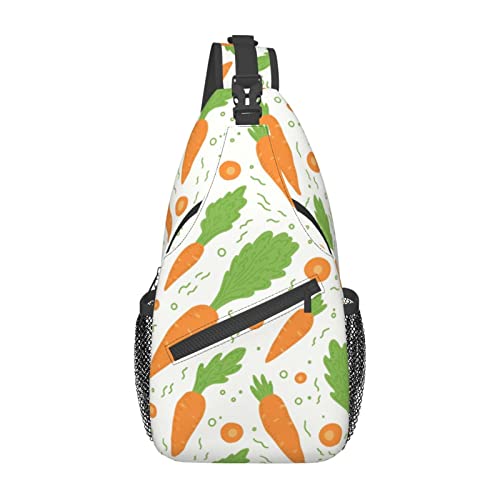 Aquarell Karotten Muster Sling Bag Wandern Daypack Crossbody Schulter Rucksack Reise Brusttasche für Männer Frauen von Lawenp