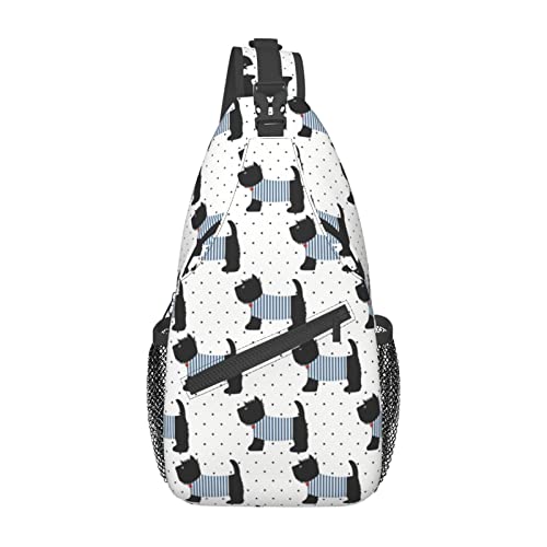 Cute Animal of Scottie Dog Pattern Sling Bag Wandern Daypack Crossbody Schulterrucksack Reise Brusttasche für Männer Frauen von Lawenp