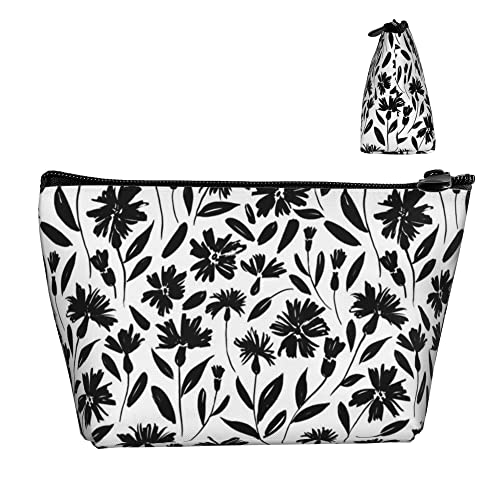 Damen-Kosmetik-Make-up-Tasche, Blumen- und Gänseblümchen-Kulturbeutel, schwarz, lustig, tragbar, Münzgeldbörse, Kulturbeutel, Bleistiftbeutel für Reisen im Freien Damen-Kosmetik-Make-up-Tasche, Blumen- und Gänseblümchen-Kulturbeutel, schwarz, lustig, tragbar, Münzgeldbörse, Kulturbeutel, Bleistiftbeutel für Reisen im Freien von Lawenp