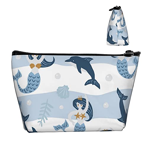 Damen-Kosmetik-Make-up-Tasche, Meerjungfrauen-Hellblau-Kulturbeutel, lustige tragbare Geldbörse, Kulturbeutel, Bleistiftbeutel für Reisen im Freien Damen-Kosmetik-Make-up-Tasche, Meerjungfrauen-Hellblau-Kulturbeutel, lustige tragbare Geldbörse, Kulturbeutel, Bleistiftbeutel für Reisen im Freien von Lawenp