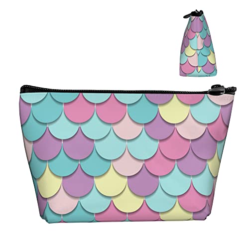 Damen-Kosmetik-Make-up-Tasche, einfarbig, Meerjungfrauenschuppen-Münzen-Bleistiftbeutel, Reise-Kulturbeutel, wasserdichter Aufbewahrungskoffer mit glattem Reißverschluss Damen-Kosmetik-Make-up-Tasche, einfarbig, Meerjungfrauenschuppen-Münzen-Bleistiftbeutel, Reise-Kulturbeutel, wasserdichter Aufbewahrungskoffer mit glattem Reißverschluss von Lawenp