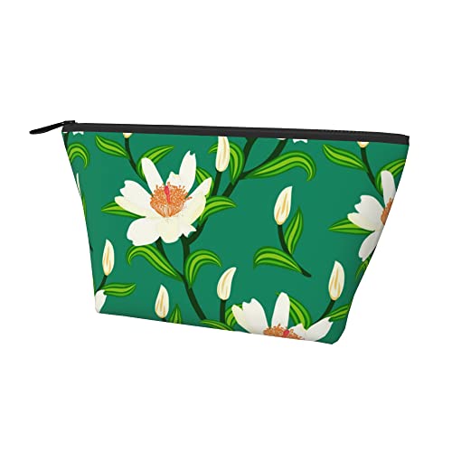 Damen-Kosmetik-Make-up-Tasche, grüne Cartoon-Blumen-Münzen-Bleistifttasche, Reise-Kulturbeutel, wasserdichter Aufbewahrungskoffer mit glattem Reißverschluss Damen-Kosmetik-Make-up-Tasche, grüne Cartoon-Blumen-Münzen-Bleistifttasche, Reise-Kulturbeutel, wasserdichter Aufbewahrungskoffer mit glattem Reißverschluss von Lawenp