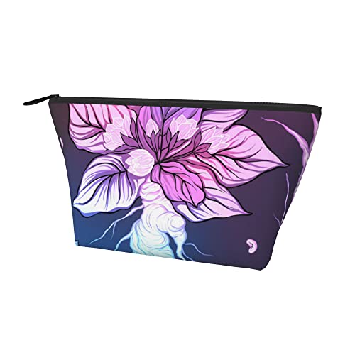 Damen-Kosmetik-Make-up-Tasche, leuchtende lila psychedelische Blumen-Münzen-Bleistifttasche, Reise-Kulturbeutel, wasserdichter Aufbewahrungskoffer mit glattem Reißverschluss Damen-Kosmetik-Make-up-Tasche, leuchtende lila psychedelische Blumen-Münzen-Bleistifttasche, Reise-Kulturbeutel, wasserdichter Aufbewahrungskoffer mit glattem Reißverschluss von Lawenp