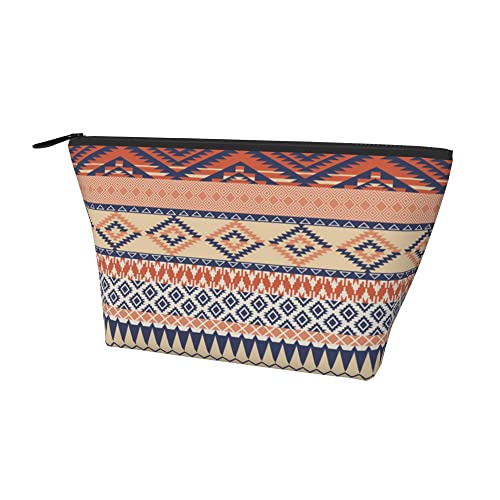 Damen-Kosmetik-Make-up-Tasche Southwestern Aztec Native American Brown Coin Bleistiftbeutel, Reise-Kulturbeutel, wasserdichter Aufbewahrungskoffer mit glattem Reißverschluss von Lawenp