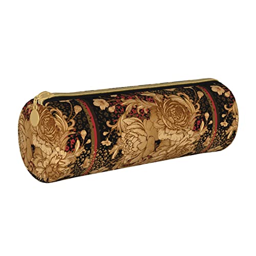 Federmäppchen aus Leder, zylindrisch, Blumen, Pfingstrosen? von Lawenp