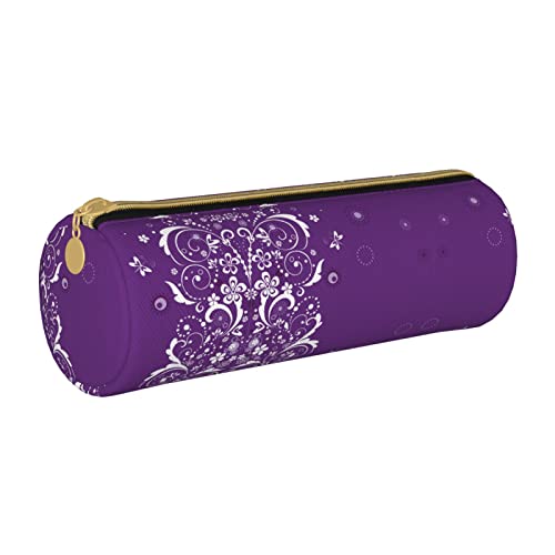 Federmäppchen aus Leder, zylindrisch, Blumen- und Schmetterlingsmuster, tragbar, Büromaterial, Aufbewahrungsbox, Aufbewahrungsbox von Lawenp