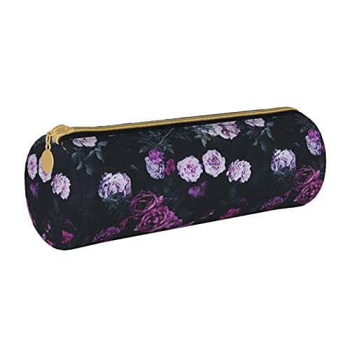 Federmäppchen aus Leder, zylindrisch, Blumenmuster, langlebig, Bleistift-Aufbewahrungstasche, Stiftetasche, Schulbedarf von Lawenp