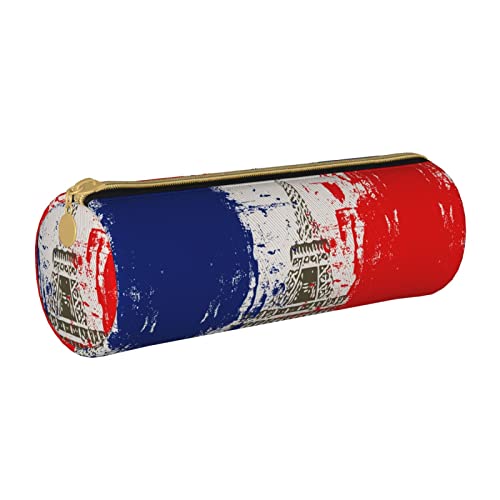 Federmäppchen aus Leder, zylindrisch, mit Muster, tragbar, Büromaterial, Stiftebeutel, Aufbewahrungs-Organizer von Lawenp