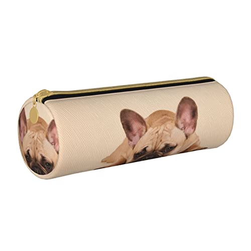 Federmäppchen aus Leder, zylindrisch, süßes Welpenmuster, tragbar, Büromaterial, Stifteetui, Schulbedarf von Lawenp
