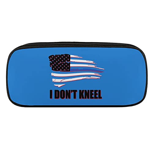 Federmäppchen aus PU-Leder mit Aufschrift „I Don't Kneel Blue Line Flag, tragbare Kosmetik-Organizer-Tasche von Lawenp