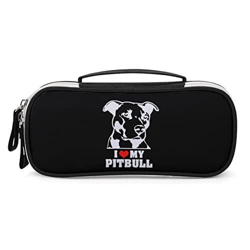 Federmäppchen mit Aufschrift „I Love My Pitbull“, tragbare Stifttasche mit Reißverschluss, Reise-Make-up-Tasche, Schreibwaren-Organizer für das Heimbüro von Lawenp