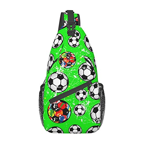 Fußball Cartoon Muster Sling Bag Wandern Daypack Crossbody Schulter Rucksack Reise Brusttasche für Männer Frauen von Lawenp