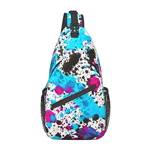 Glow in Dark Splatter Neon Sling Bag, Lässige Umhängetasche, Rucksack, Reisebrusttasche für Männer und Frauen von Lawenp