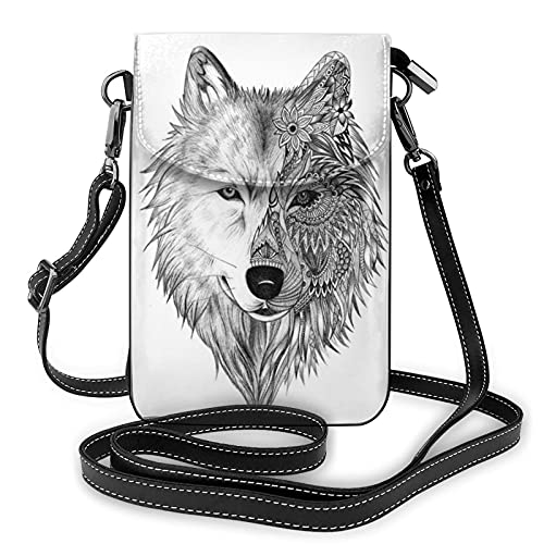 Grey Wolf Handy-Geldbörse Crossbody, Handytasche, Crossbody-Handy-Geldbörse, niedliche Handy-Geldbörsen für Männer und Frauen von Lawenp