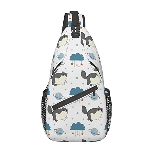 Kawaii Katze Muster Sling Bag Wandern Daypack Crossbody Schulter Rucksack Reise Brusttasche für Männer Frauen von Lawenp