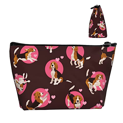 Kulturbeutel, niedlicher Welpe mit Herzen, Make-up-Taschen für Damen, Kosmetik-Tragetasche, Make-up-Aufbewahrung, leichte Kulturbeutel mit Reißverschluss von Lawenp